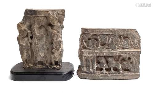 Two Gandhara schist relief fragments