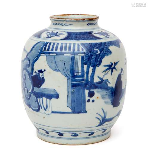 A blue and white 'scholars' vase