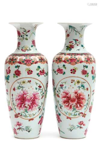 A pair of famille rose vases