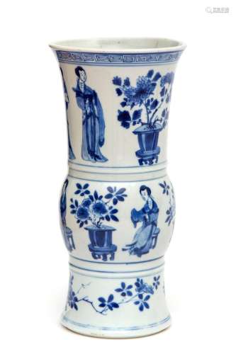 A Gu-form blue and white Long Eliza vase