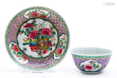 A famille rose tea bowl and saucer