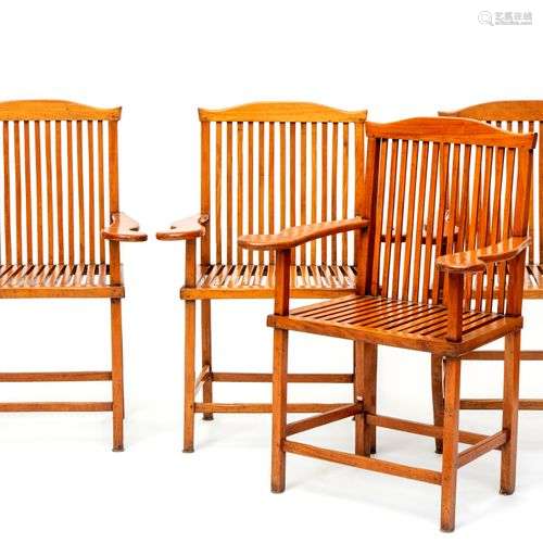 A set of four Chinese hardwood armchairs