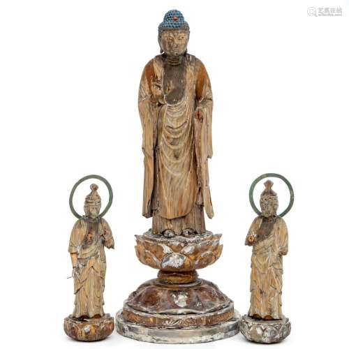 A ancient Japanese Amida Buddha triade