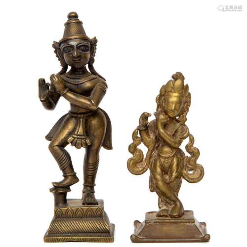 Two bronze figures of Venugopala Krishna