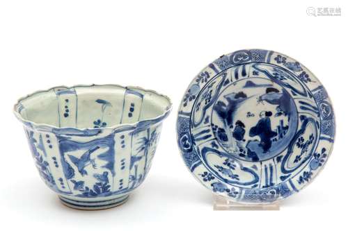 Two blue and white kraak porcelain bowls