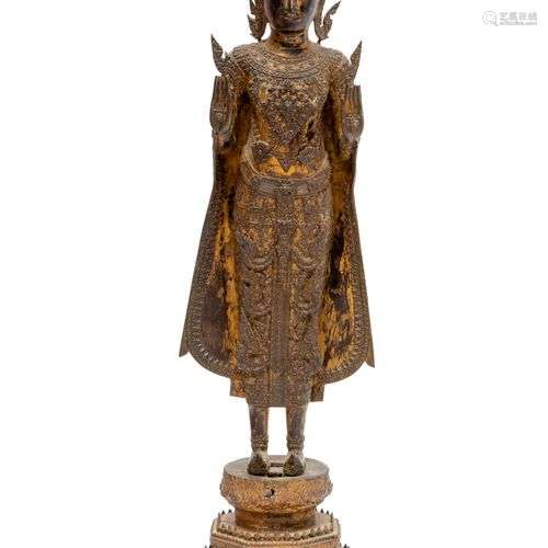 A standing bronze Lao Buddha