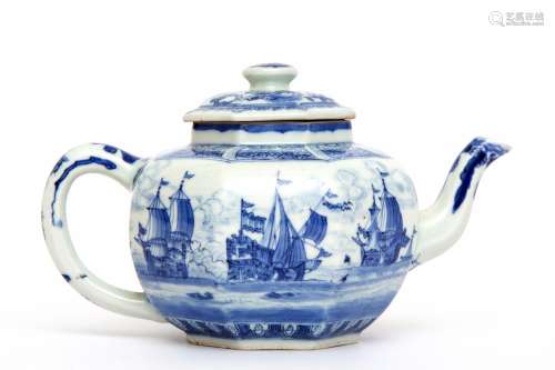 A rare Japanese Arita blue and white porcelain teapot