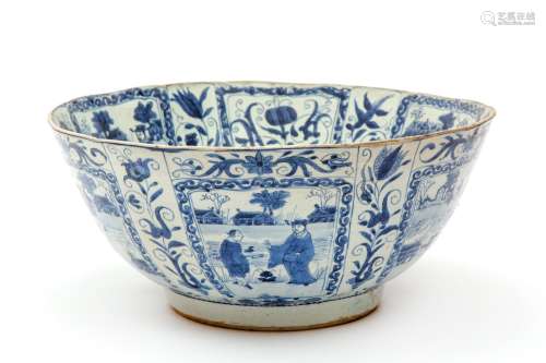 A large Ming kraak porcelain blue and white bowl