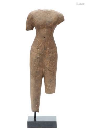 A Khmer sandstone male torso, Baphuon style