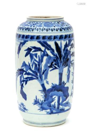 A Japanese Arita porcelain blue and white vase