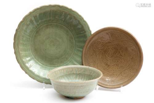 Three Longquan celadon dishes