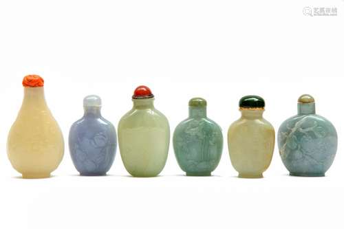 Six Chinese jade snuff bottles