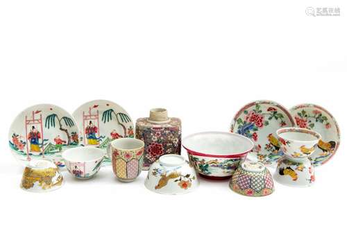 A group of enamelled tea wares