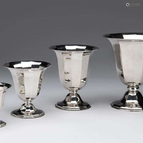 Four Dutch silver matching rose vases