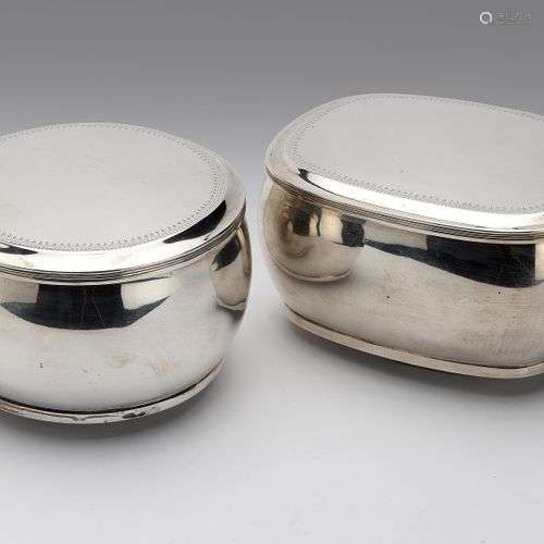 A pair of Dutch silver biscuit boxes