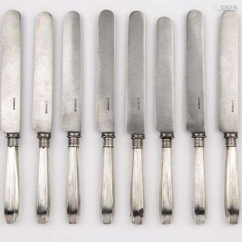 Ten Dutch table knives with silver handles