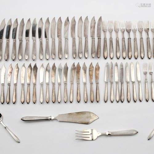 A large set of fish forks and knives and fruit and hors d'oe...