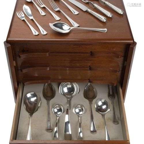A Dutch silver collection of flatware in wooden canteen