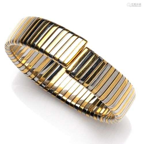 A steel and 18k gold bangle, by Bulgari