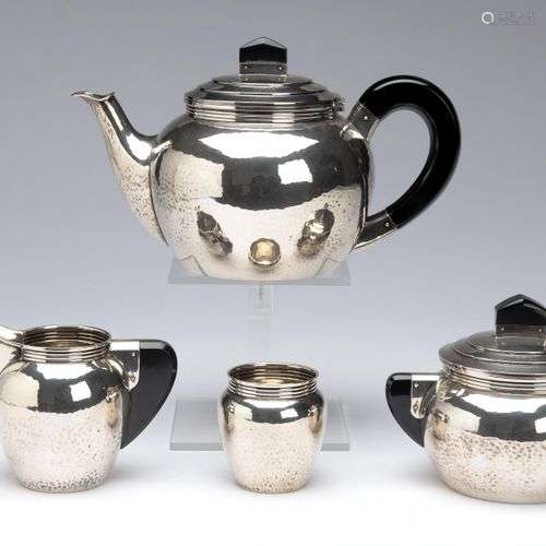 A German silver four-piece tea service, Art Deco, Lutz und W...