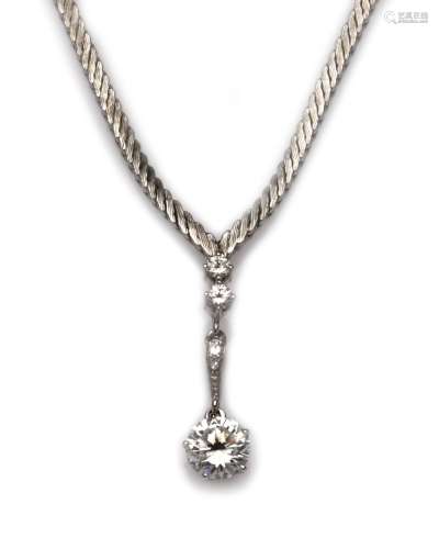 A 14k white gold diamond necklace