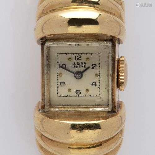 A retro 18k gold wristwatch, by Lusina