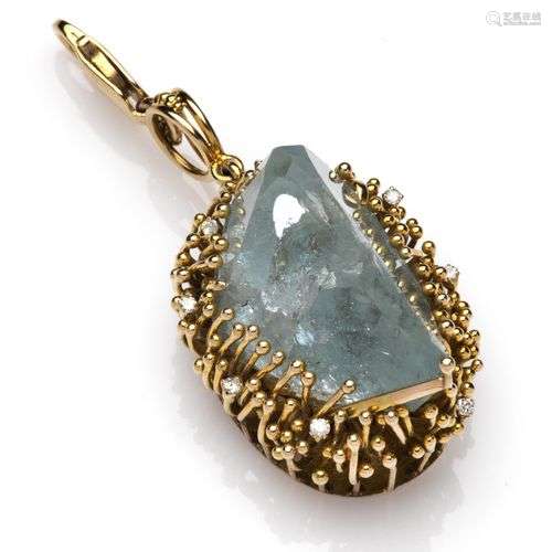 A whimsical aquamarine and diamond pendant, Kevin