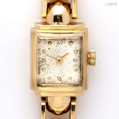 An 18k gold lady's bracelet watch, by Omega