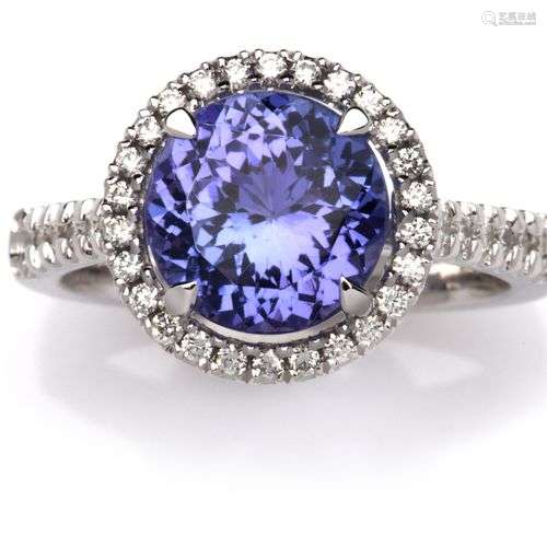 A tanzanite and diamond dress ring