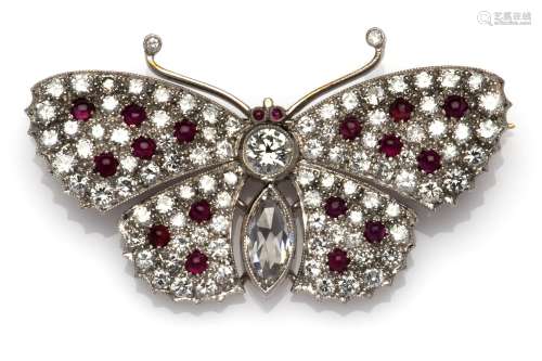 An 18k white gold diamond butterfly brooch