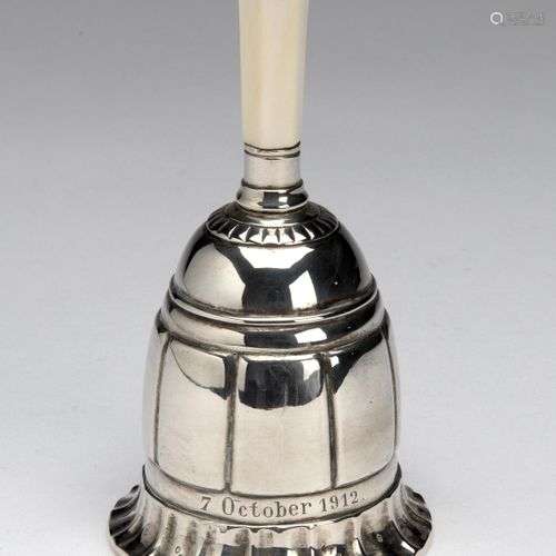 A Dutch silver, Art Deco, small table bell with ivory handle