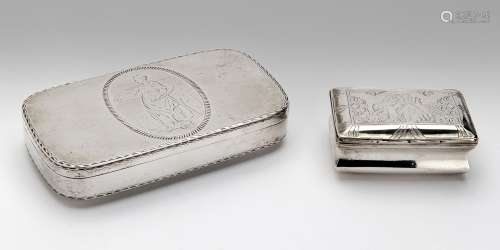 A Dutch silver snuff box and a tobacco box, Schoonhoven
