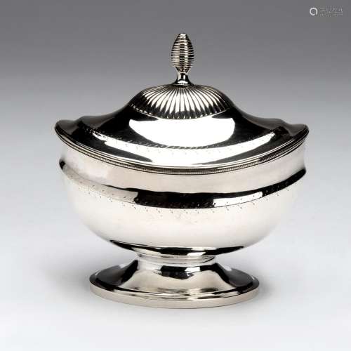 A Dutch silver bridal sugar bowl with cover