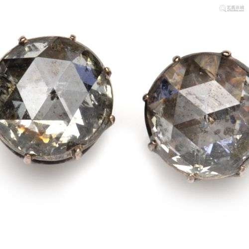 A pair of antique 14k gold diamond earrings