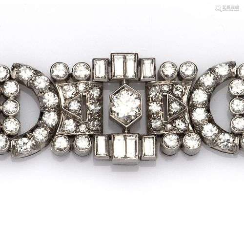 An Art Deco platinum diamond bracelet