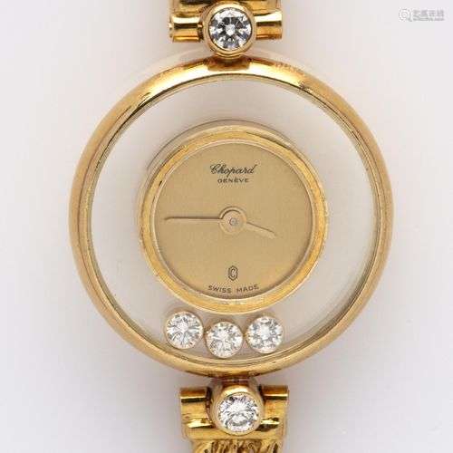 An 18k gold lady's diamond bracelet watch, by Chopard