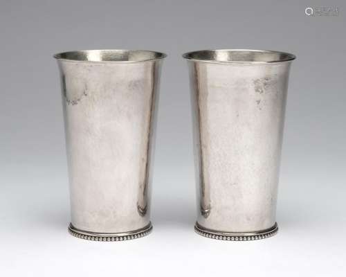 A pair of Dutch silver vases