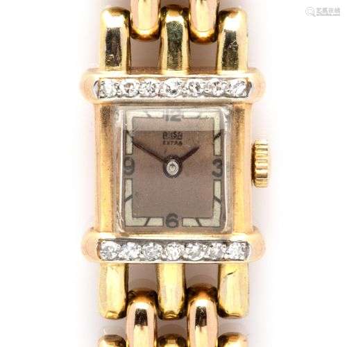 An 18k gold diamond-set lady's bracelet watch, by Arsa