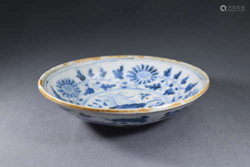 A Blue and White Flower Branch Pattern Porcelain Bowl