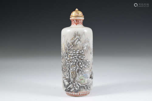 A Color Painted Landscape Porcelain Snuff Bottle