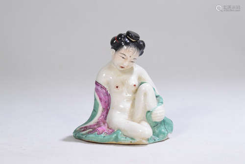 A Color Painted Glazed Lady Porcelain Snuff Bottle