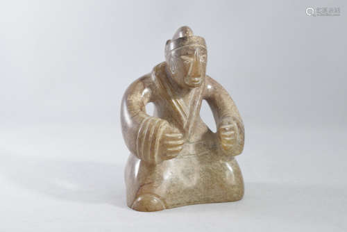 A Jade Kneeling Man Figure Statue