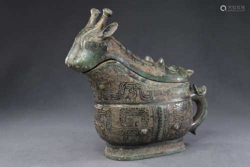 A Chinese Bronze Beast Pattern Container