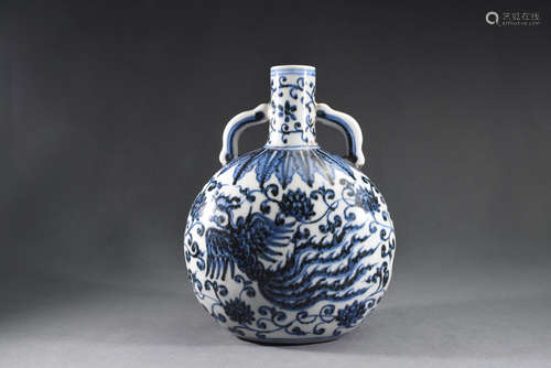 A Blue and White Phoenix with Branch Pattern Porcelain Vase ...