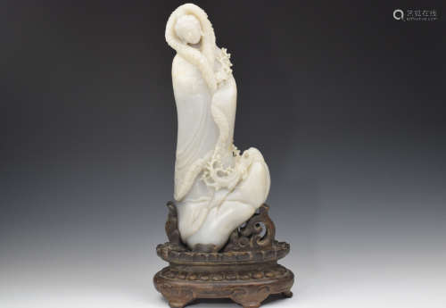 A White Jade Beauty Figure Statue