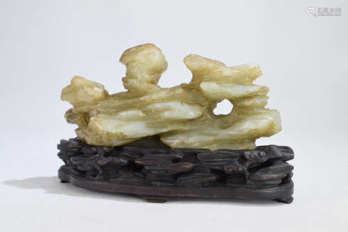 A Jade Carved Lingbi Stone Shape Statue Ornament