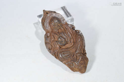 A Carved Shouxing Agarwood Pendant