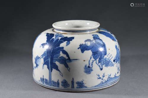 A Blue and White Character Porcelain Pot