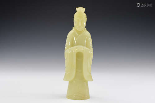 A Yellow Jade Man Figure Ornament