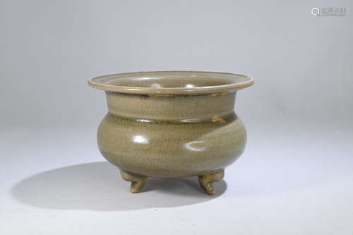 A Yaozhou Kiln Porcelain Three Feet Incense Burner